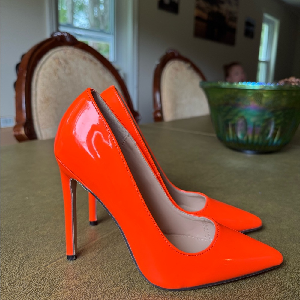 Orange High Heel Pumps
